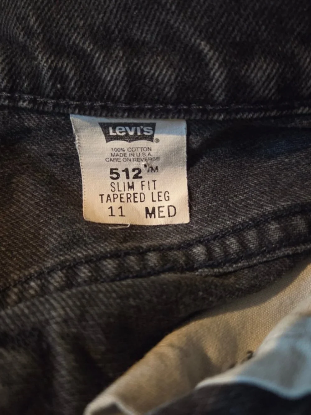 Vintage Levi's 512 Black Jeans Tapered Leg 29